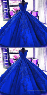 Gorgeous Royal Blue Appliques Beads Quinceanera Dresses, Formal Ball Gown Prom Dress